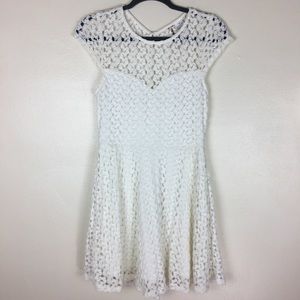 White crochet/lace dress with sweetheart neckline